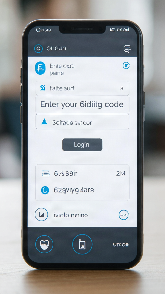 Close-up of a secure login screen with 2-step authorization on a smartphone